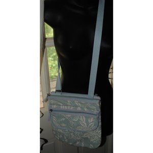 Light Blue Denim Floral Crossbody or Shoulder Bag